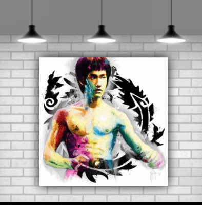 Bruce Lee Kung Fu Patrice Murciano lebendige Leinwand Wandkunst gerahmt zum Aufhängen bereit
