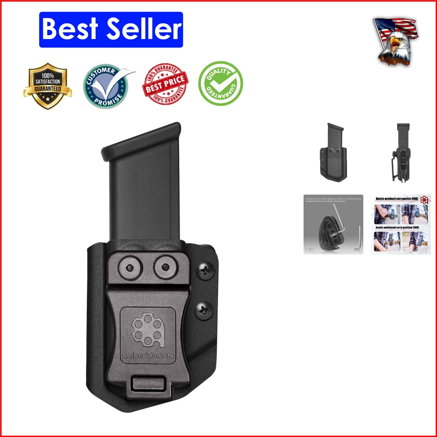 Durable KYDEX Mag Holster - Lightweight OWB/IWB Carry for Various Magazines