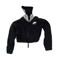 Child  s nike air hoodie black Small Gray White Full zip spell out on back