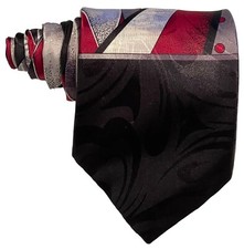 Gianno Geometric 100 Polyester Men  s Designer Red Black Tie 57  X 3.5  
