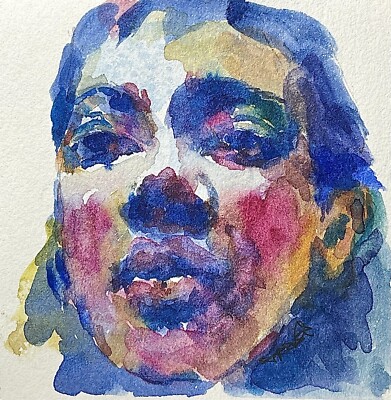 Original Unikat Figurative Portrait Watercolour Porträt Aquarell Gemälde Bild