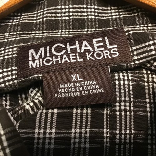 Michael Kors XL Cotton Long Sleeve Black Plaids & Checks Shirt - Picture 8 of 11