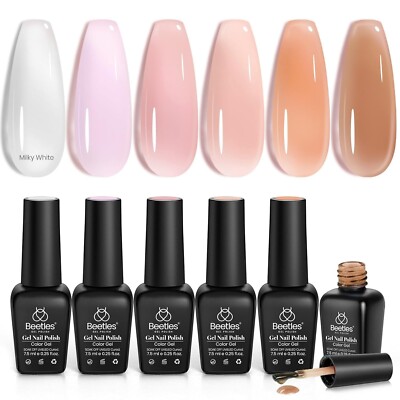 Beetles Gel Polish 6 Colors Jelly Winter Gel Nail Polish Set Gift, Milky White