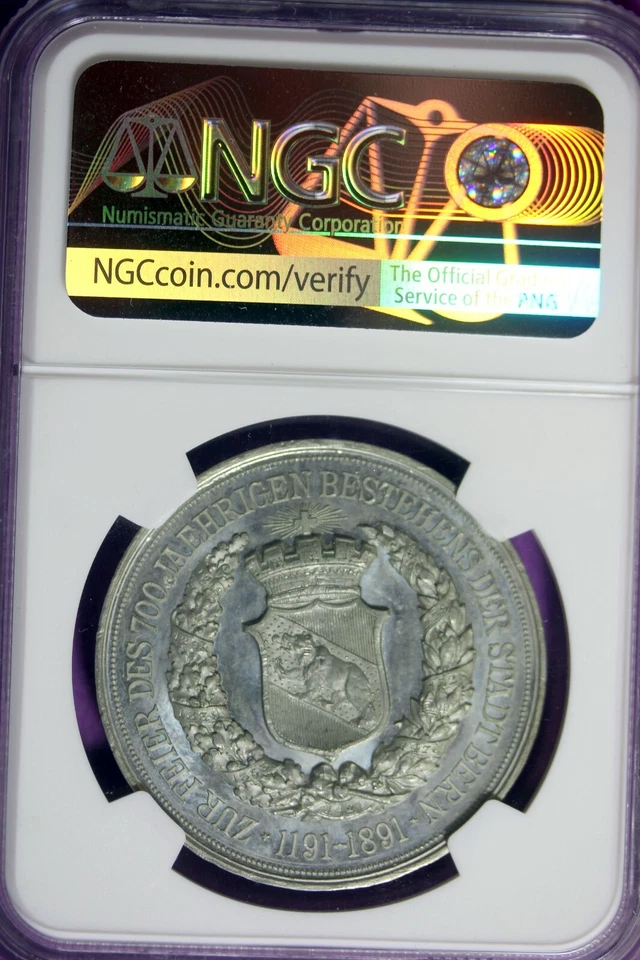1891 - NGC UNC. DETAILS SM-587 BERN 700TH ANNIV. GERMANY OBV DAMAGE! #B33120 - Image 2 of 2