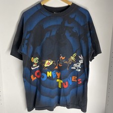 VTG 1992 Looney Tunes Shadow T-Shirt Size Large All Over Print AOP 90 Rare