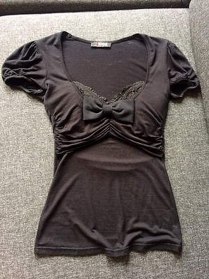 MORGAN DE TOI Top tshirt schwarz Spitze Push up XS S Rouje ZARA Oktoberfest