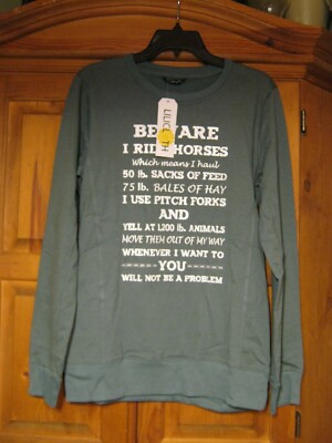 LILICLOTH BEWARE Ride Horses Pitch Forks Sweatshirt Green M