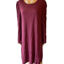 NWT Old Navy Everyday Comfort Beach Burgundy Midi dress Lady XL Stretch Long Slv