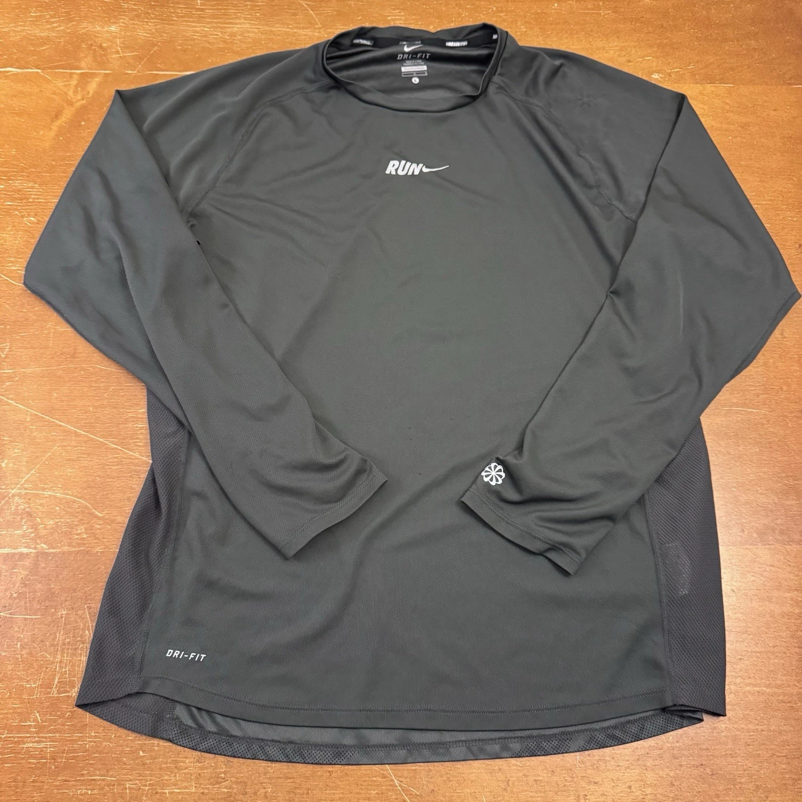 Nike Shirt Womens Large Gray Dri Fit Long Sleeve Top Run Active Miler
