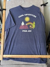 Bioworld Mens T-Shirt Seek Adventure Tee Mountains Camping Sz XXL Blue