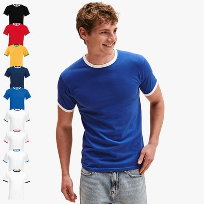 FRUIT OF THE LOOM - Valueweight Unisex Ringer T-Shirt S - 3XL Baumwolle