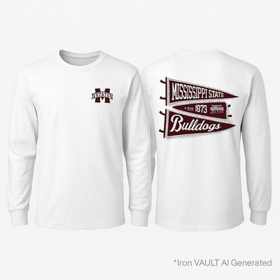 Mississippi State Pressbox Womens S White Long Sleeve Spirit Tee Shirt NWT