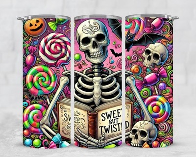 Sweet But Twisted Tumbler   20oz Halloween Candy Skeleton Cup