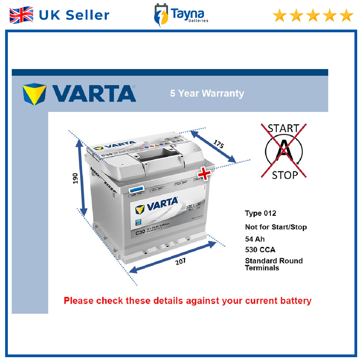 Battery fits HYUNDAI i10 KONA IONIQ ix20 BAYON i30 VELOSTER i20 012 New
