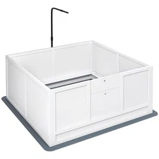 PawHut Whelping Box for Dogs with Retractable Light Stand, Waterproof Mat for