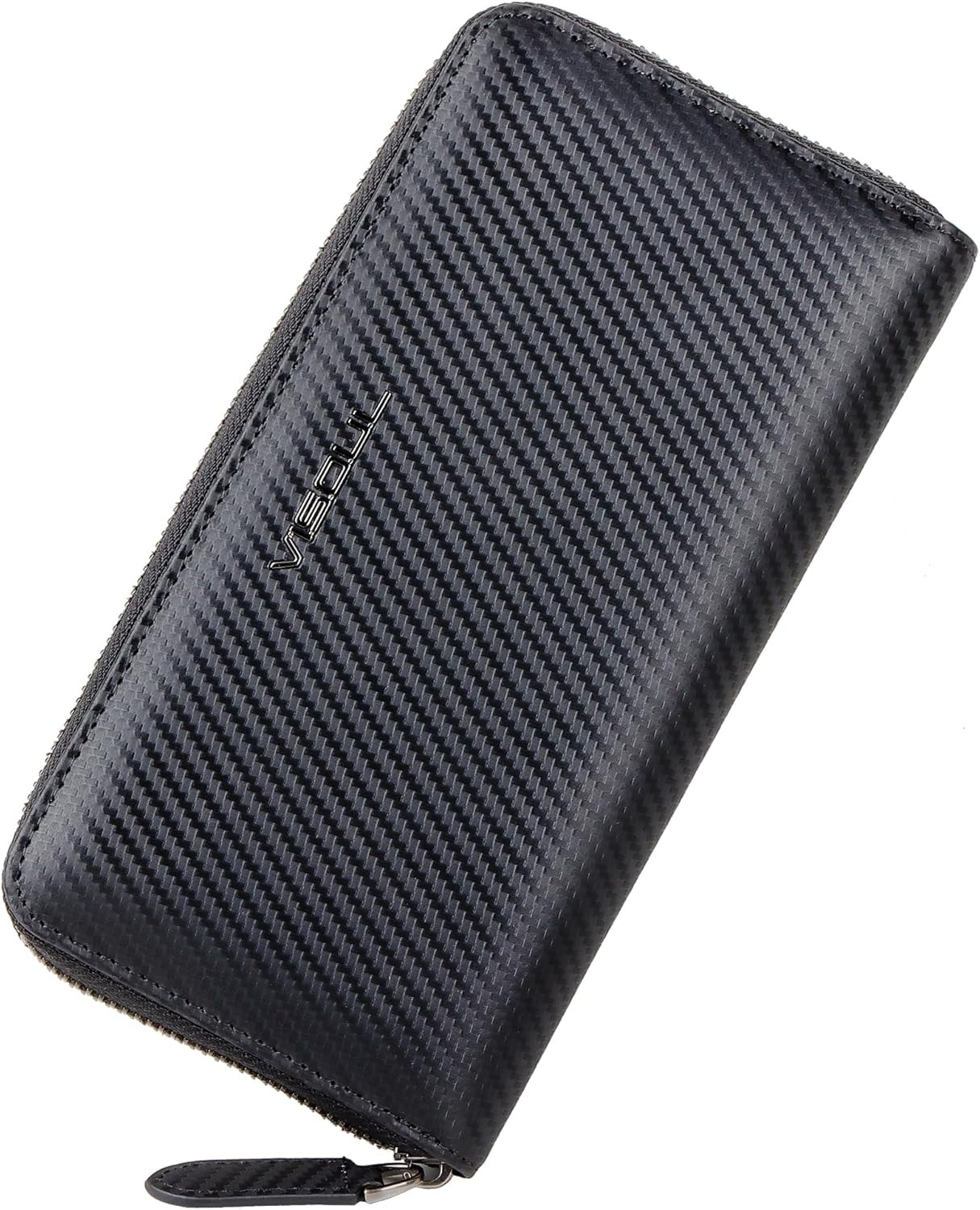 Leather Long Zipper Pouch Wallet for Men and Women with RFID Blocking, Large Clu image 5