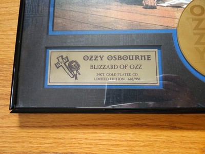 OZZY OSBOURNE - BLIZZARD OF OZZ - SIGNED AUTOGRAPH 24 KT GOLD CD