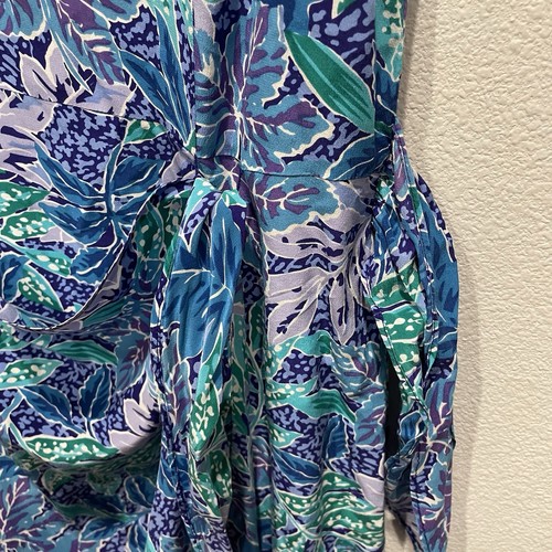 Maggy London Kenneth Nolan Floral Wrap Dress BLUE 100% Silk MIDI- MAXI 50" SZ 6 - Picture 9 of 16