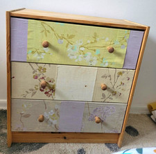 Wood 3 Drawer Chest of Drawers Floral Multicoloured
