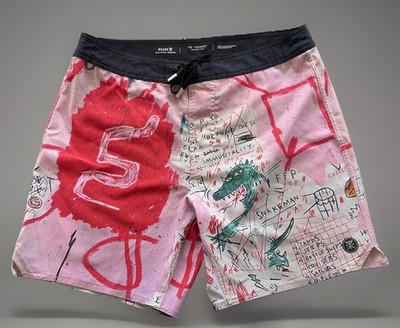 Roark: Passage Surf Board Shorts Size 32 Jean-Michel Basquiat, Art, Swim Trunks
