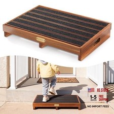 HouseJoy Acacia Wood Step Stool for Adults Kids - 3.6" High Riser One Step