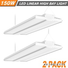 2 PACK 150W LED Linear High Bay Light Commercial Warehouse Shop Fixtures 22500lm