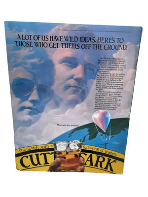 1981 Vintage Cutty Sark Scotch Ad Maxie Kris Anderson Balloon Flight Wild Ideas