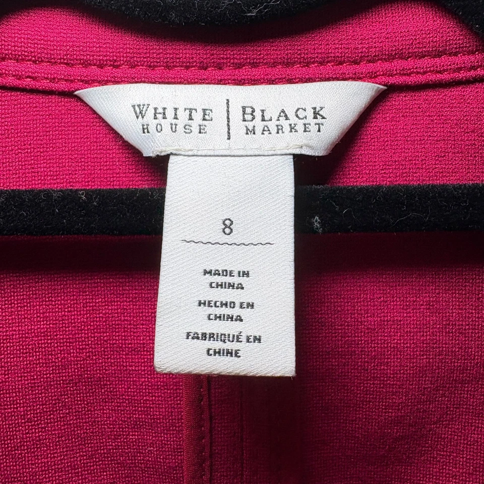 Chaqueta para mujer White House Black Market talla 8 arándano fucsia moto media cremallera Foto 3 de 4