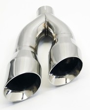 Exhaust Tip Dual 4.00 Outlet 3.00 Inlet 16.00 Long Slant 304 Polished Stainl