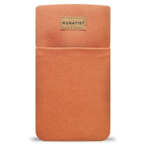 AHOI Padded Cotton Phone Sleeve with Flap Opening - Handmade Phone Case Coral - Picture 5 of 8