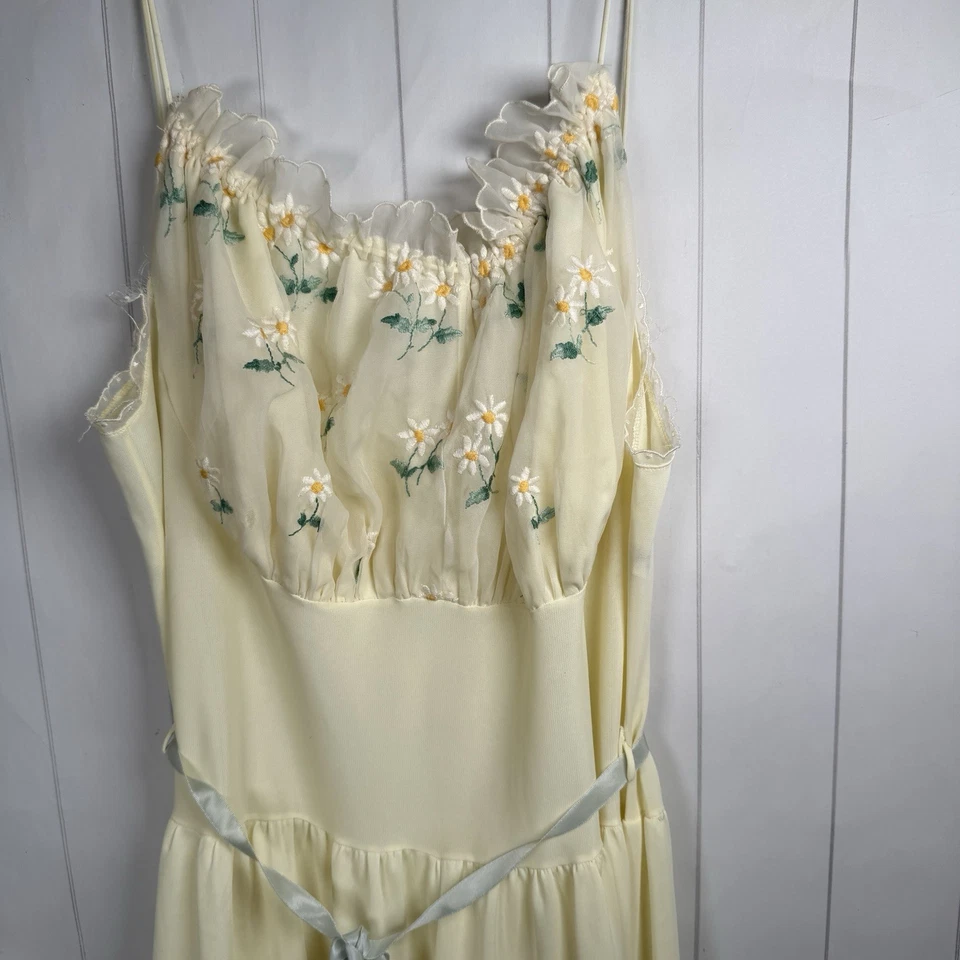 De Colección Años 50 Lencería Kickernick Amarillo Floral Chifón Vestido Coqueta Pradera Vestido S Foto 2 de 4