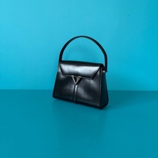 A13 Valentino Garavani V Logo Leather Handbag Black