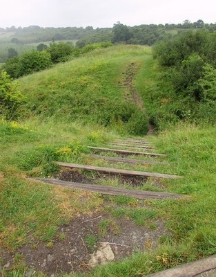 Photo 12x8 Steps and path, Beaudesert Castle Steps plunge down from the mo c2017