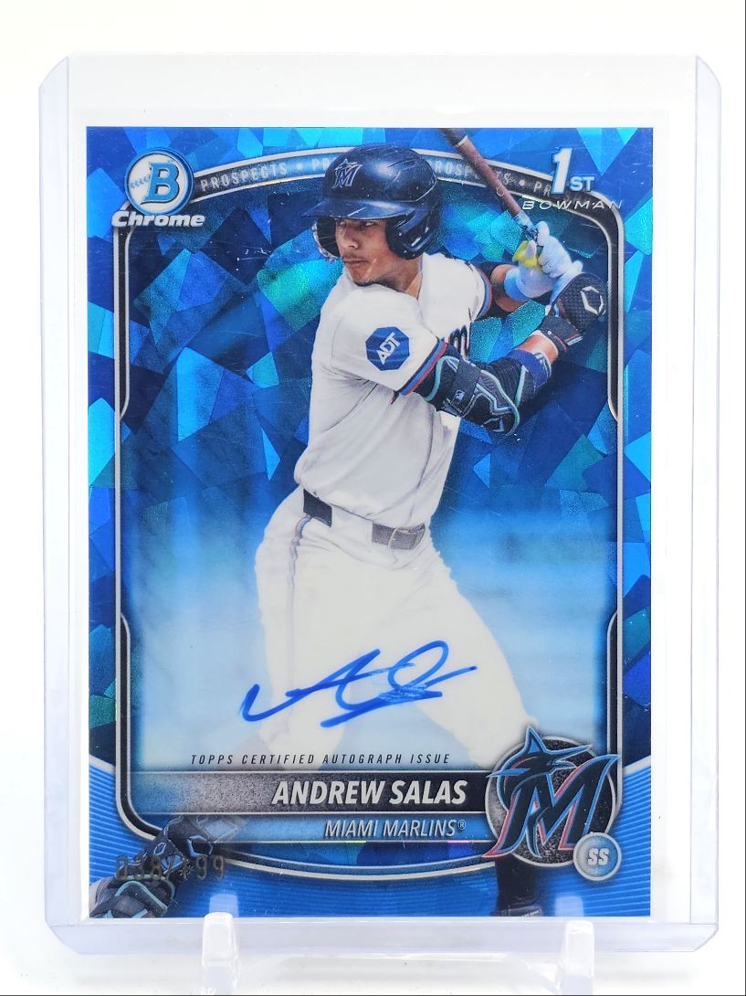 ANDREW SALAS 2025 BOWMAN CHROME 1ST SAPPHIRE REFRACTOR AUTO /199 Q2754