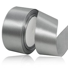Silver Gray Satin Ribbon, 1-1/2 Inch x 25 Yards for Gift Wrapping Silver/Grey