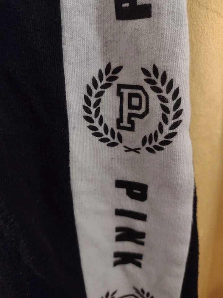 Y2K VS PINK  Sweatpants Lounge Pants Pajama Pants Black & White Cotton Sz M - Image 2 of 4