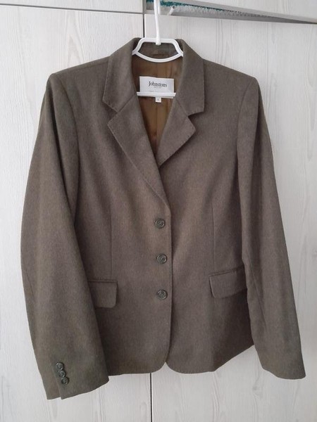Women Johnstons of Elgin Jacket Khaki Cashmere 40