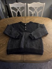 Vintage 80s LL Bean Wool Birdseye Fisherman Sweater size Large Made in Norway