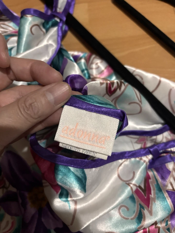 Sommerkleid Gr. 42 Weiß Trägerkleid Damenkleid Blumenmotiv lila türkis - Bild 4 von 4