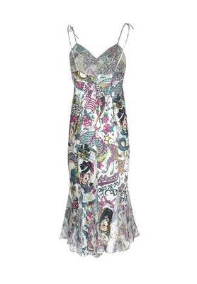 christian dior multicolor floral print silk slip dress s 2005 Christian Dior by Galliano Floral Semi-Sheer Mini Slip Dress