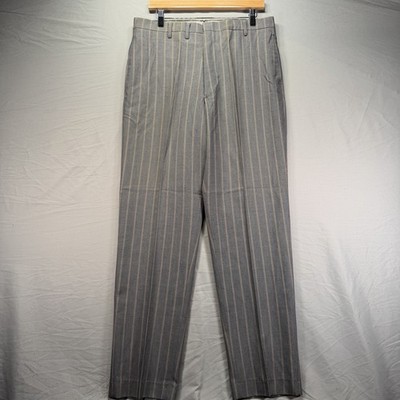 Vintage Levis Sta Prest Pants Mens 32x30 Gray Striped Talon Zipper Polyester 70s