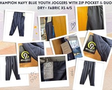 Champion Navy Blue Youth Joggers With Zip Pocket Duo Dry Fabric XS 4/5