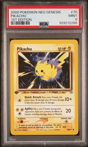 2000 POKEMON NEO GENESIS 1ST ED #70 PIKACHU PSA 9