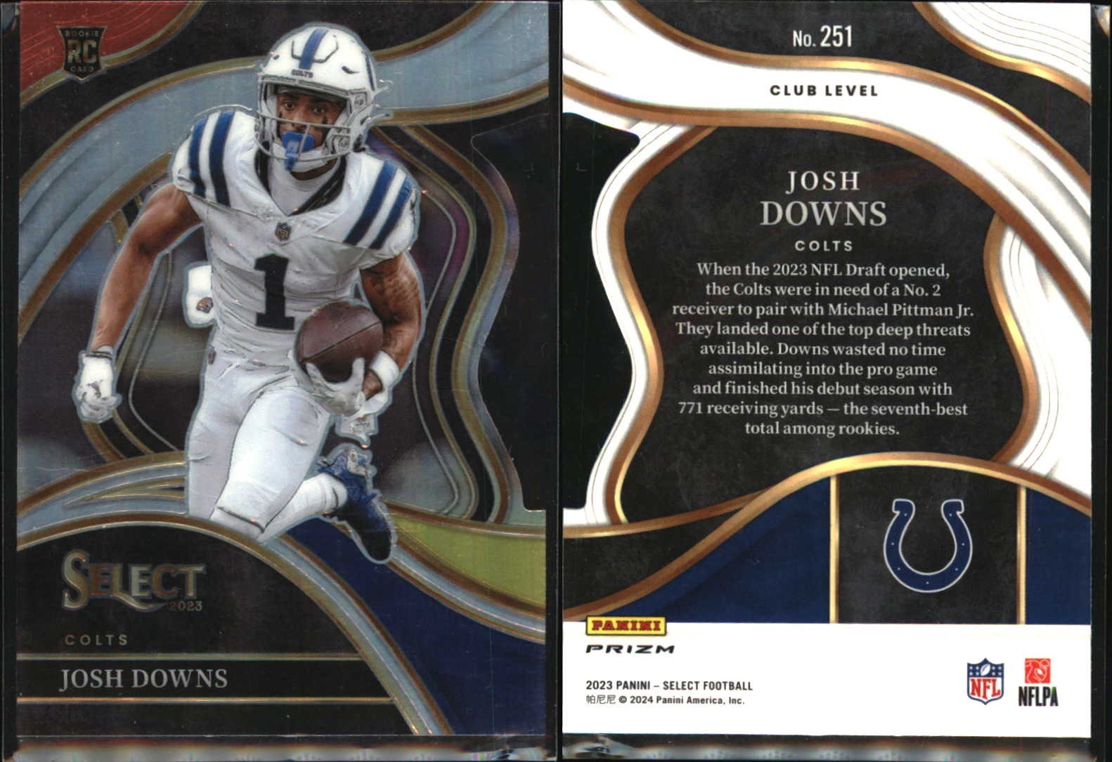 2023 Panini Select - Club Level Josh Downs #251 (RC)