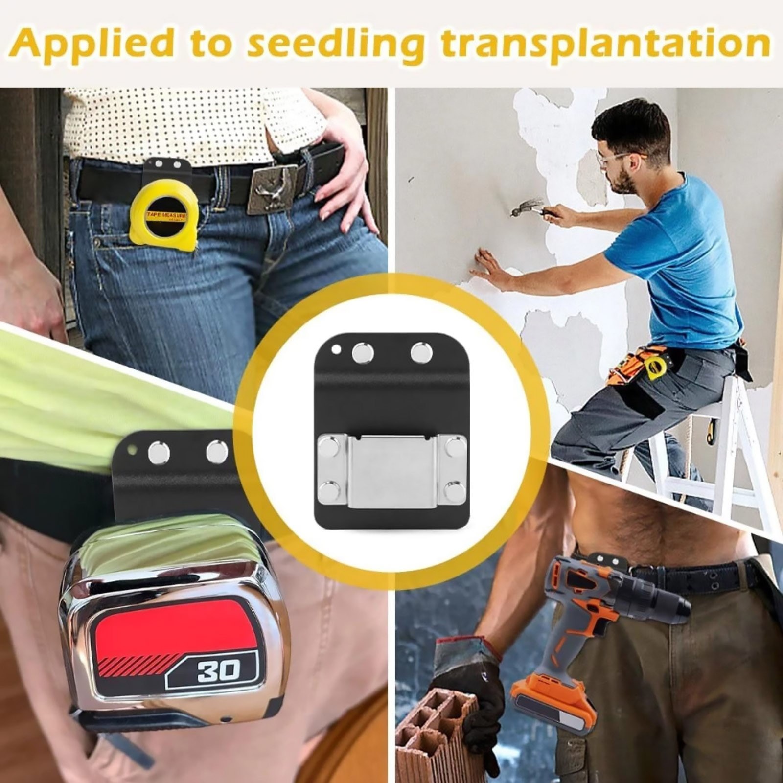 Belt Clip On Tape Measure Holder Black Metal Tool Holster For Drills Nailers