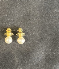 Two Faux Pearl Cuff Links with Gold Tone Fasteners