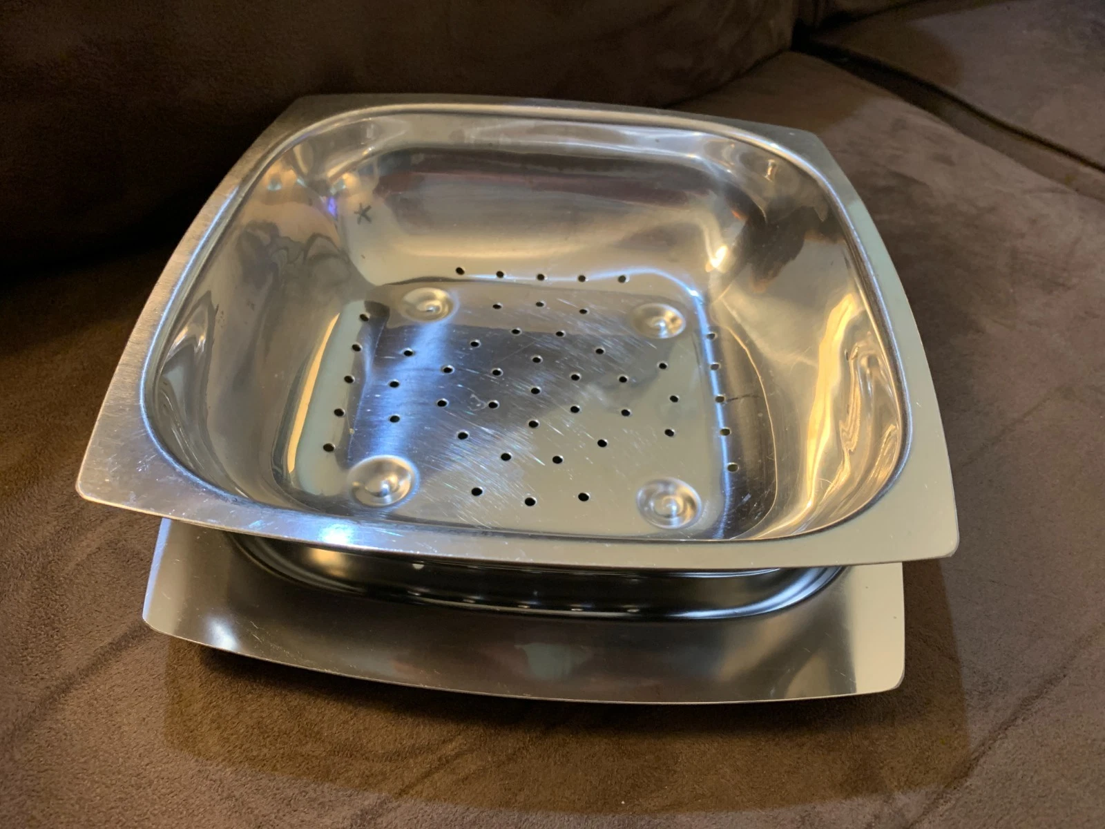 Vintage European Square Strainer Colander w/underplate 18-8 Stainless Steel
Opens in a new window or