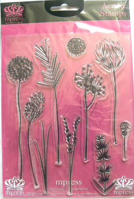 FLOWERS & SPRAYS - Clear Acrylic STAMPS - 10 Patterns - Mpress - SBox1