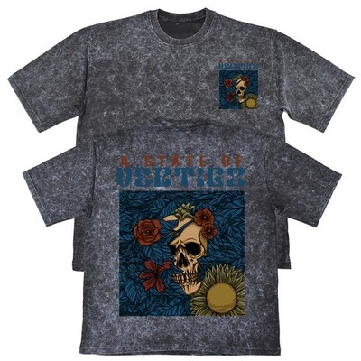 A State Of Vertigo Unisex Herren Carbon Grey 240 g/m² French Terry Acid Wash T-Shirt
