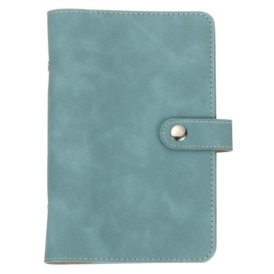 A6 PU Leather Binder Cover, 6 Ring Loose Leaf Binder Protector, Light Blue